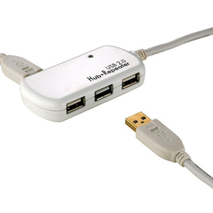 USB2.0 Hub 4 Port mit Repeater weiß extern