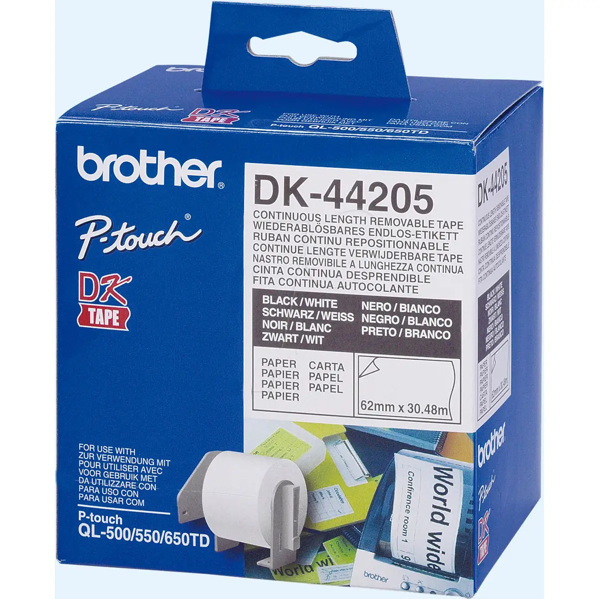 Bredher Label white 62mmx30,48m reusable for QL-500 /-550 /-650TD