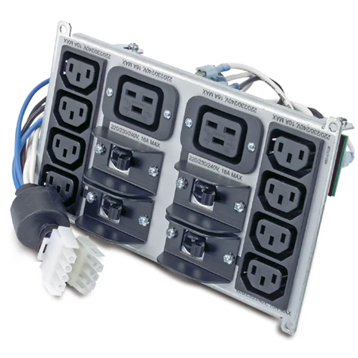 Symmetra LX Tower und RM 220-240V Rückplatte Backplate Kit schwarz Ausgangsspannung 230 V Ausgangsanschlüsse 2x IEC320 C19 8x IEC320 C18