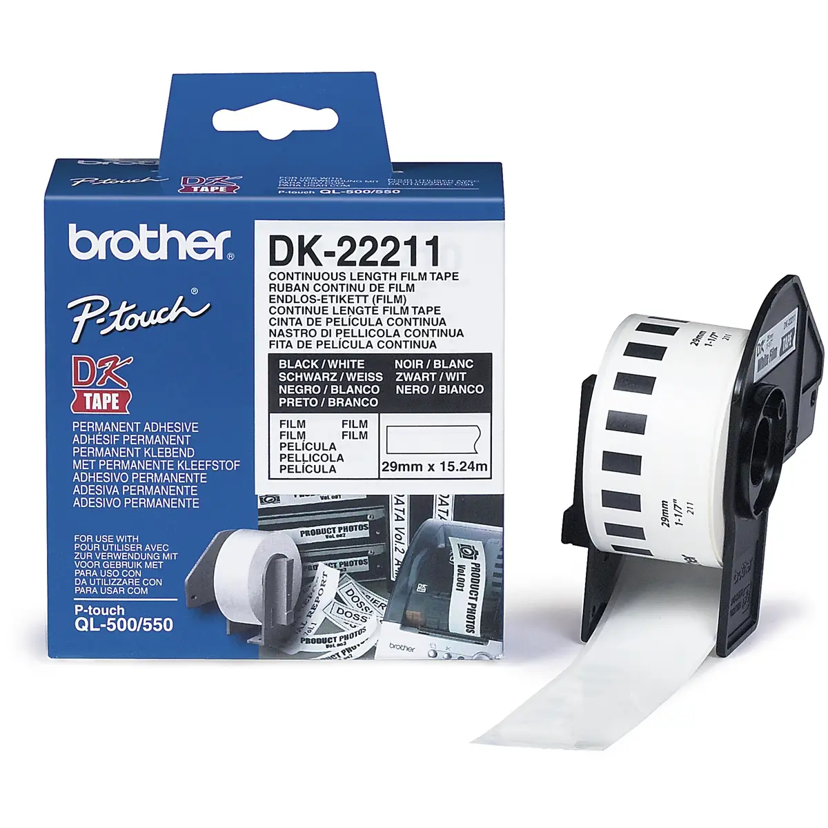 DK Endlos-Etikett Film weiß 29mm x 15,24m für QL-500/QL-550/-650TD