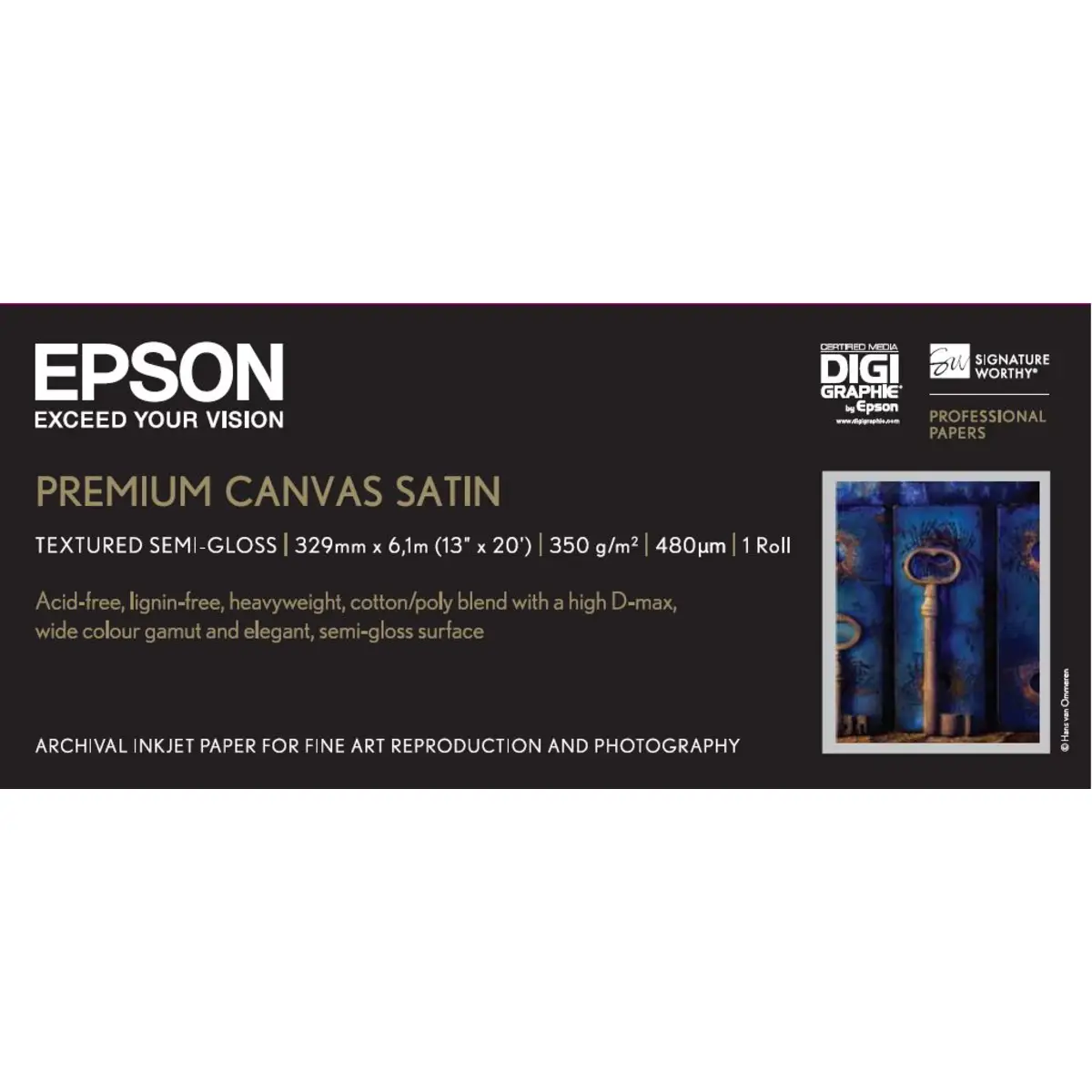 PremierArt Water Resistant Canvas Paper 33cmx6,1m glossy