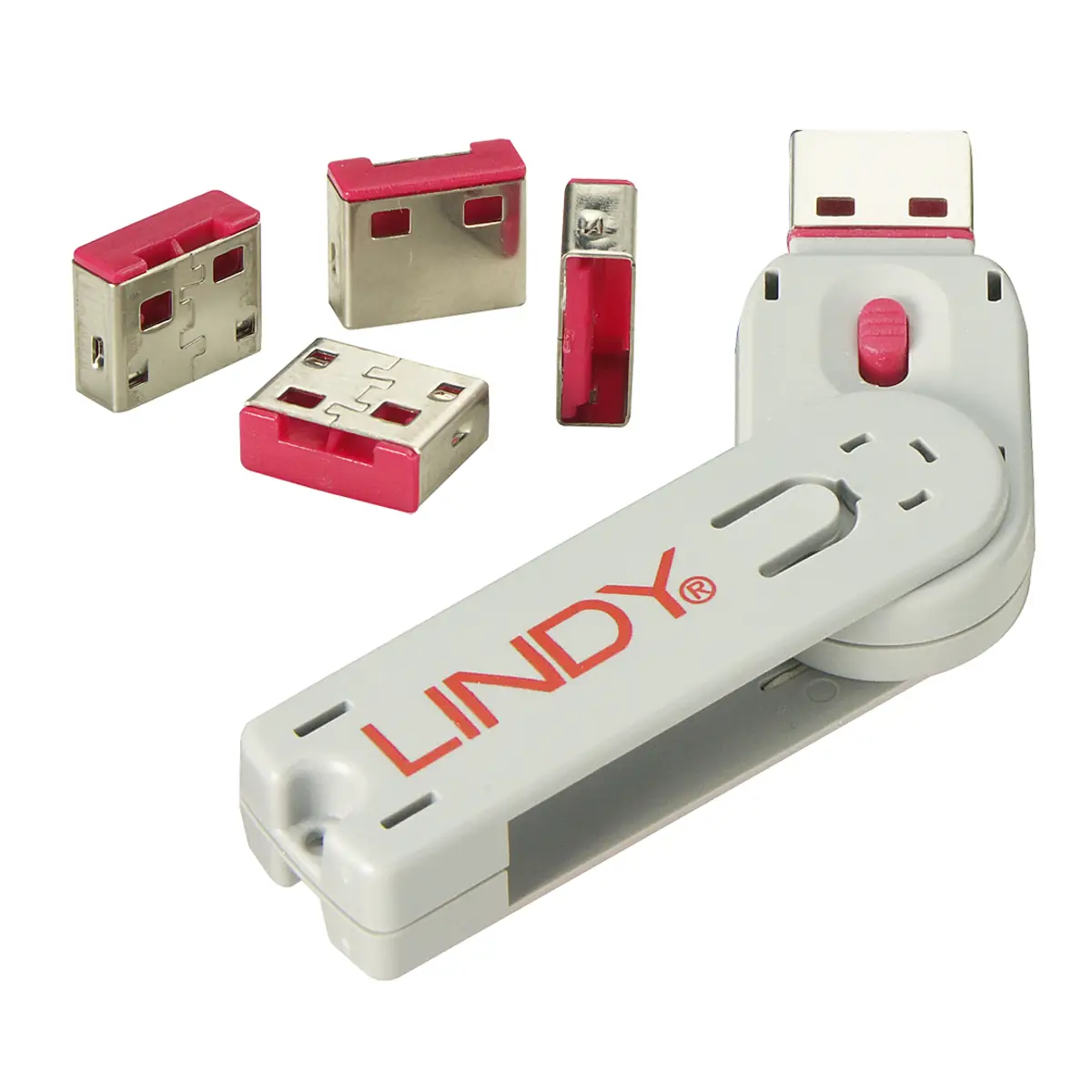 USB Port Schloss mit Schlüssel Rot 4er Pack
