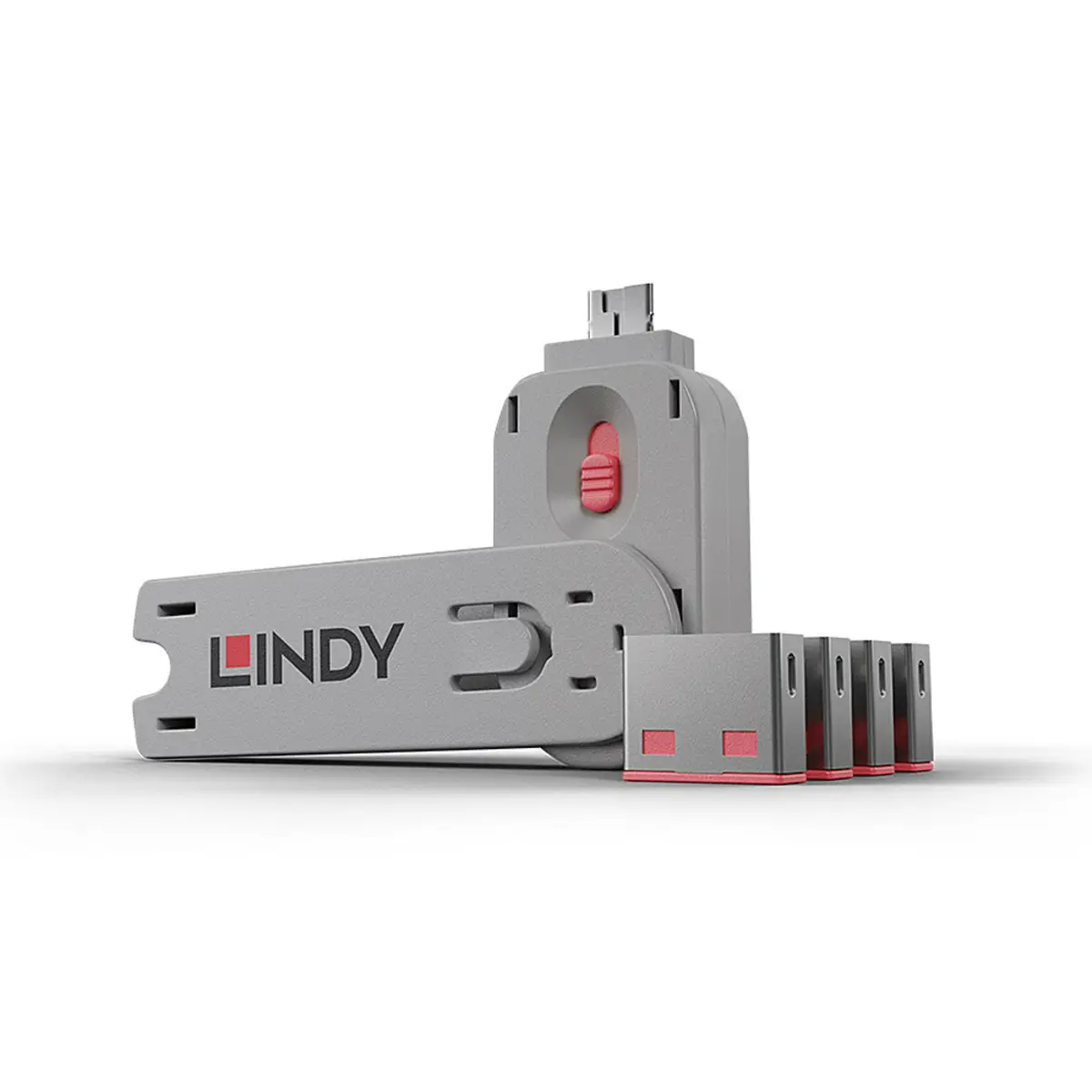 USB Port Schloss mit Schlüssel Rot 4er Pack