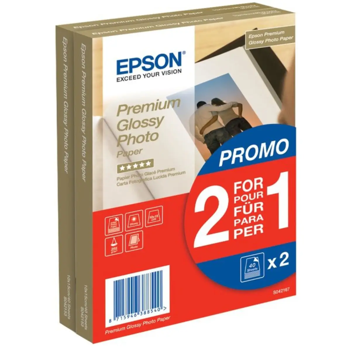 Premium Glossy Photo Paper 10x15cm 255g/qm 2x40Sheet