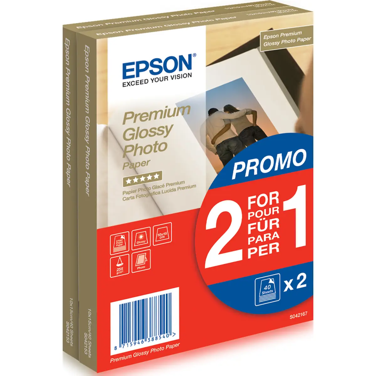 Premium Glossy Photo Paper 10x15cm 255g/qm 2x40Sheet