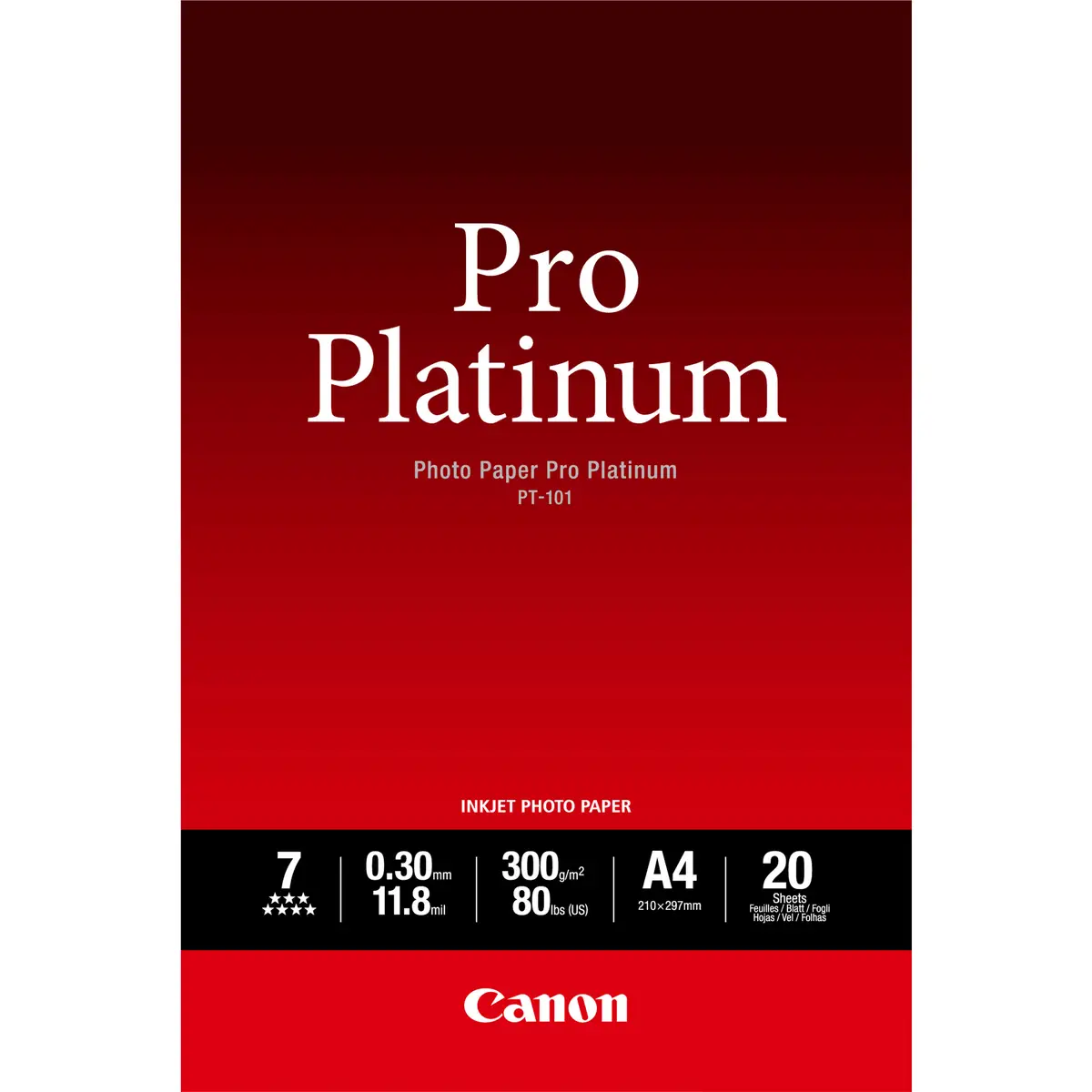 PT-101 Pro Platinum Fotopapier A4 300g 20 Blatt