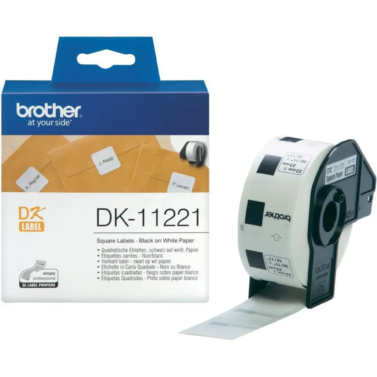 Bredher Label quadrat white for QL550/500/500A/560VP/560/570/580N/650TD/1050/1050N/1060N 1000pieces/Roll