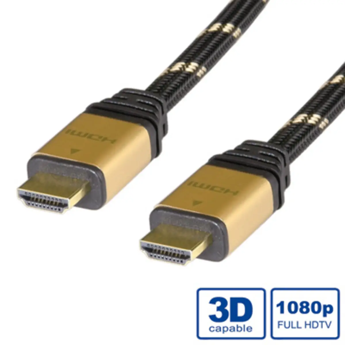 Gold HDMI Kabel Stecker/Stecker Schwarz 2 m