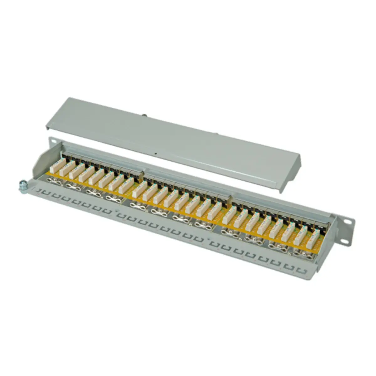 Patch Panel 48,3cm (19'') Cat.6 EIA/TIA 24-Port geschirmt grau
