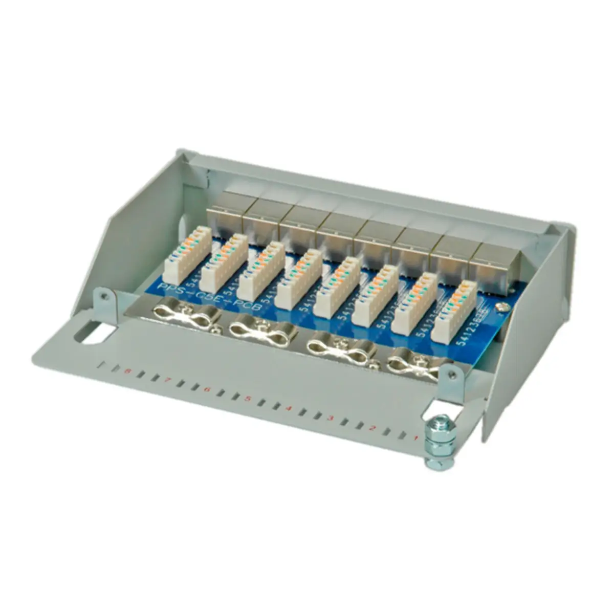 Patchpanel 8 Ports Cat.5e/Cl.d geschirmt lichtgrau