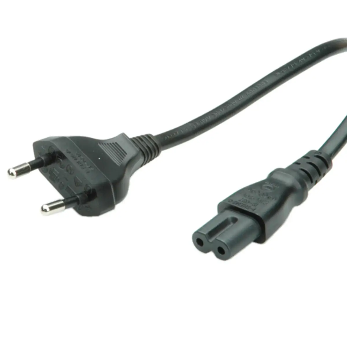 power cable european plug 2-pin black 1,8m