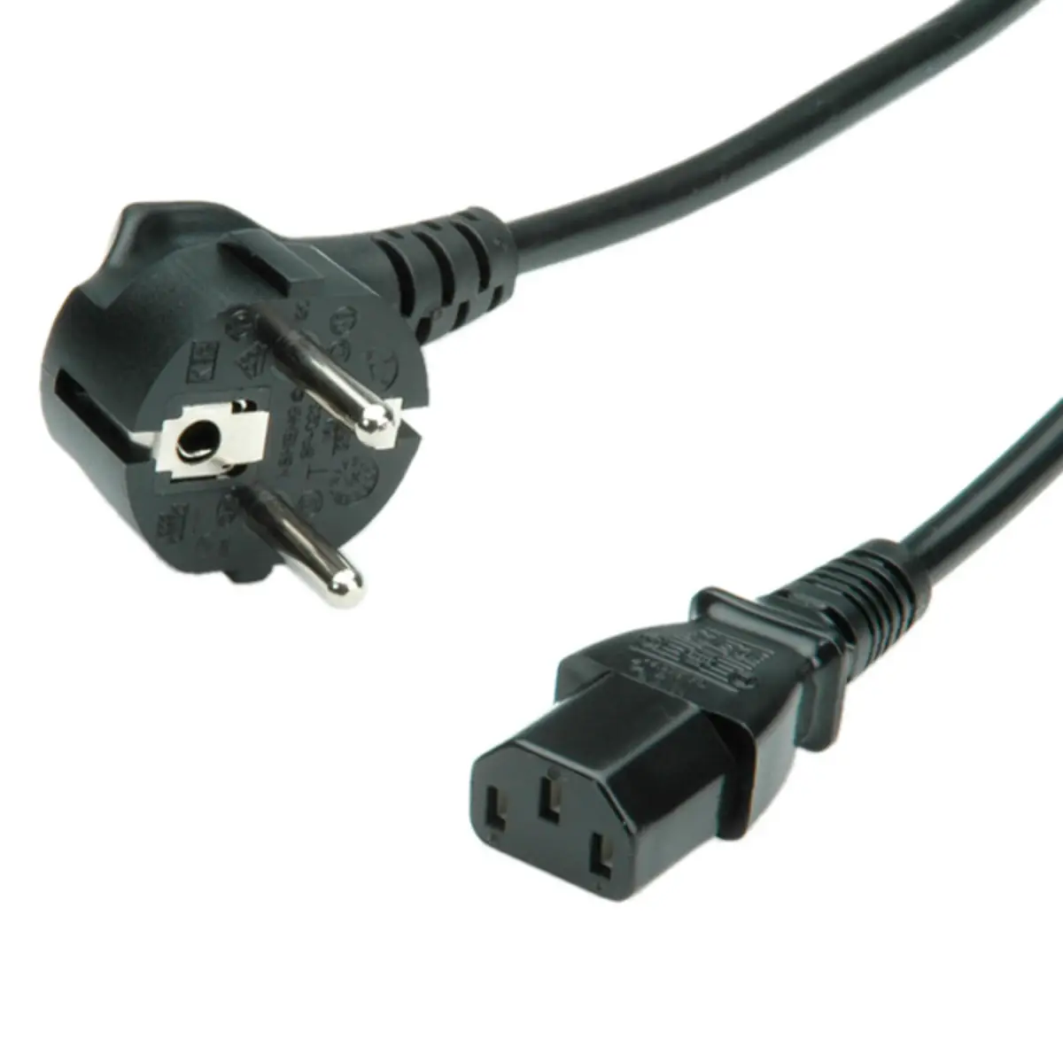 Netzkabel gerade CEE 7/7 (Schuko) - IEC 320 EN 60320 C13 Stecker/Buchse schwarz 1,8m