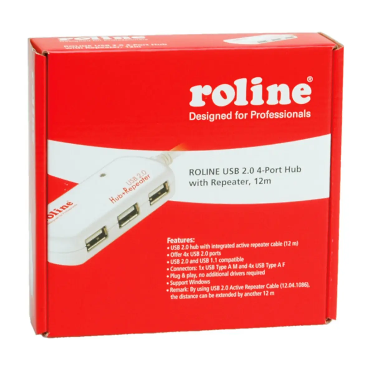 USB2.0 Hub 4 Port with Repeater white external