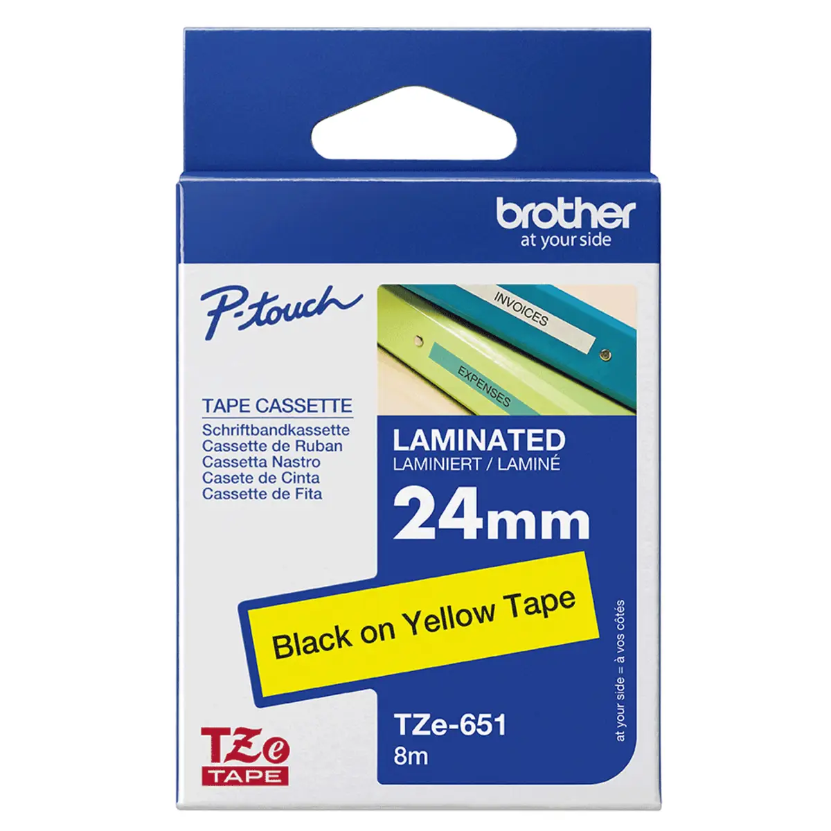 Bredher band 24mm black to yellow for P-Touch 350/540/2400series/2500/2700VP/3600/9200PC