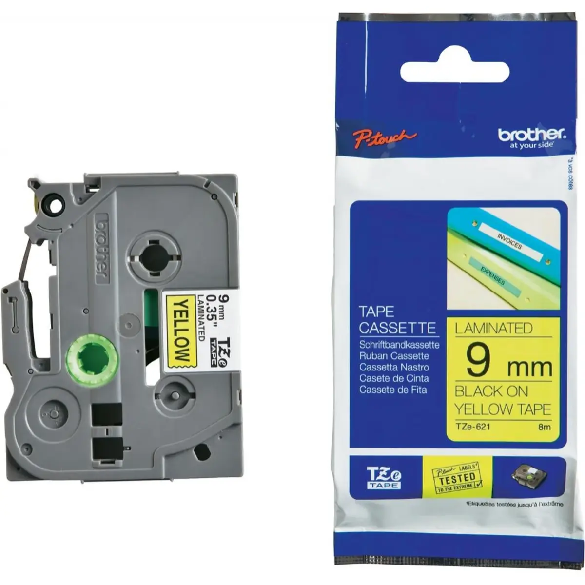 Bredher TZE621 bandcassette black to yellow for P-Touch GL-H105, PT-1080, 1090, 1290, 2030, 2730, D200, E300, H1