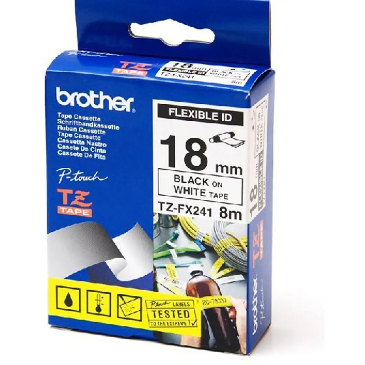 Bredher band TZeFX241 Flexitape black to white Roll (1,8cmx8m) for P-Touch