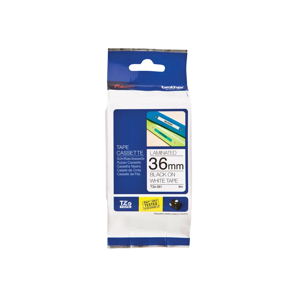 TZE261 Schriftbandkassette schwarz auf weiß für Brother P-Touch 3600, 550, 550A, 9200, 9200DX, 9200PC, 9500, 9500pc, 9600, 9700PC, 9800PCN
