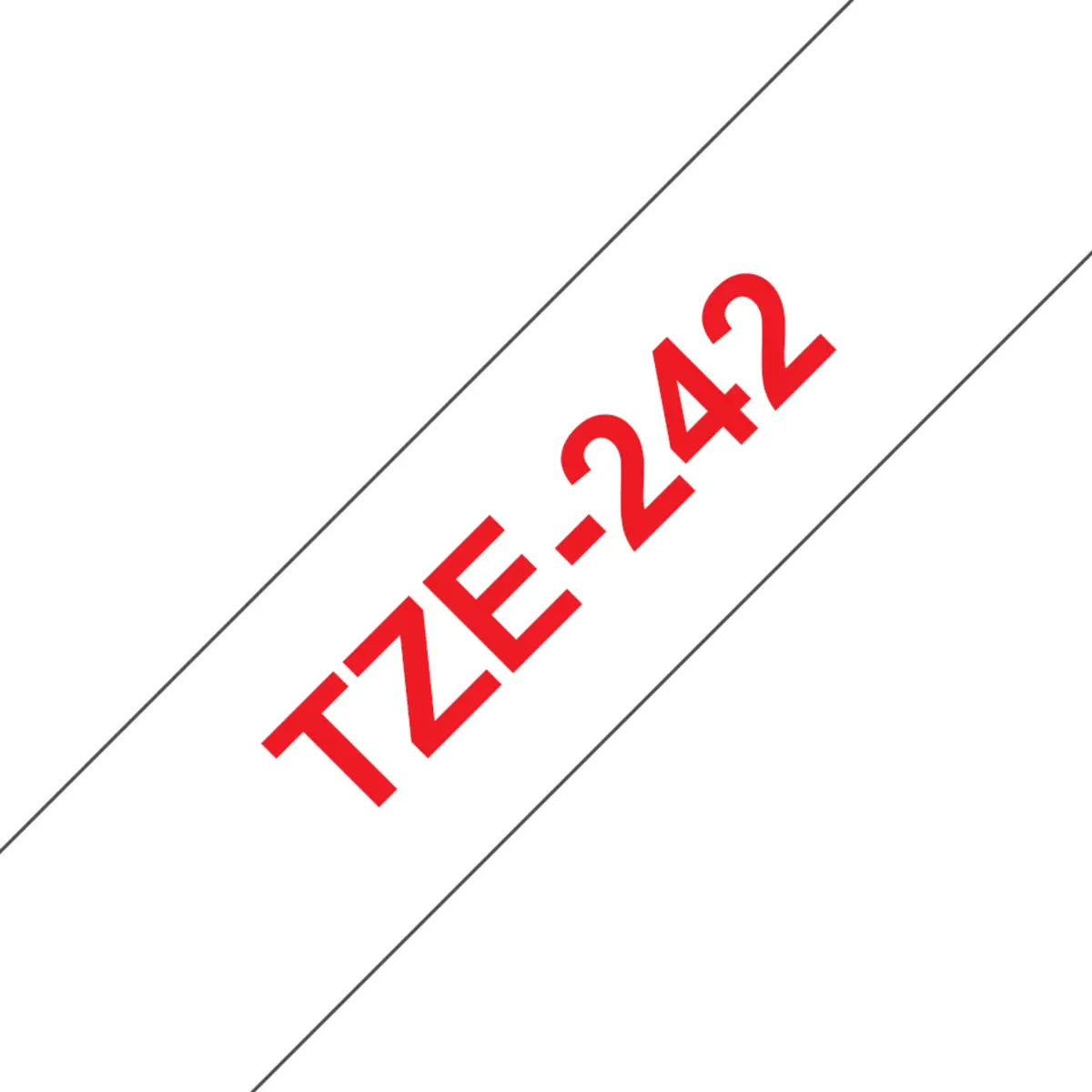Schriftband TZE242 18mmx8m rot auf weiß laminiert