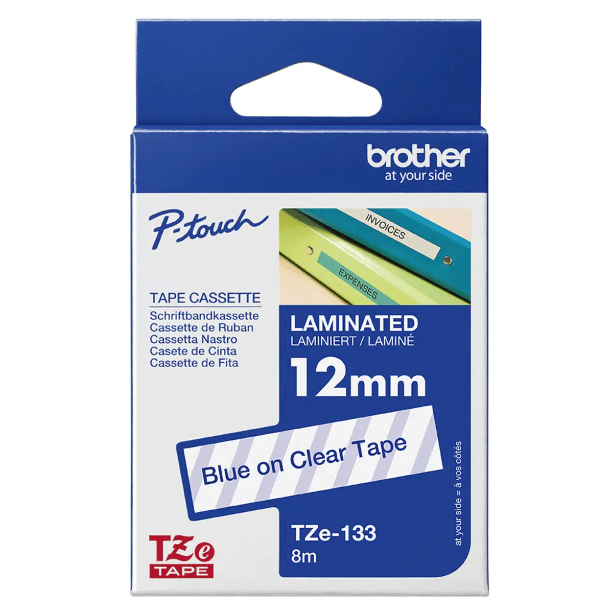 Bredher TZE133 bandcassette blue to transparent for P-Touch GL-H105, PT-1000, 1010, 1080, 1090, 1280, 1290, 203