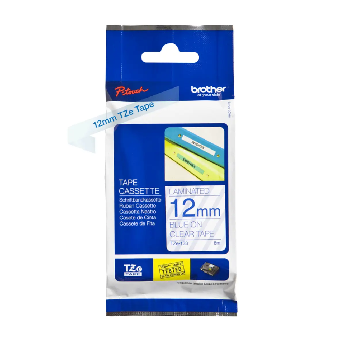 Bredher TZE133 bandcassette blue to transparent for P-Touch GL-H105, PT-1000, 1010, 1080, 1090, 1280, 1290, 203