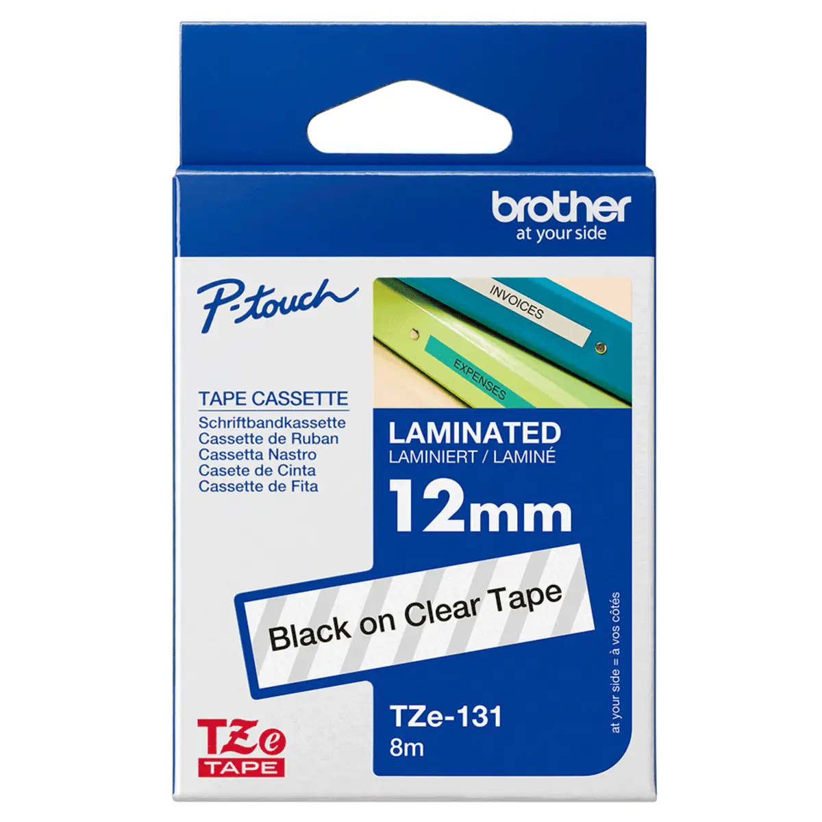 Bredher band TZE131 12mmx8m black to colorlos for P-Touch 2420PC/9200DX