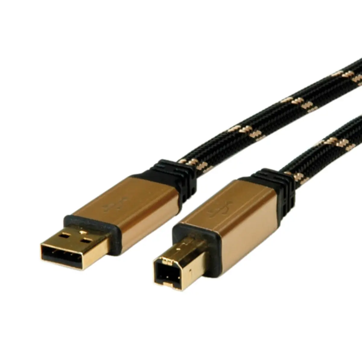 USB 2.0 Anschlusskabel Stecker A/Stecker B schwarz-gold 4.5m