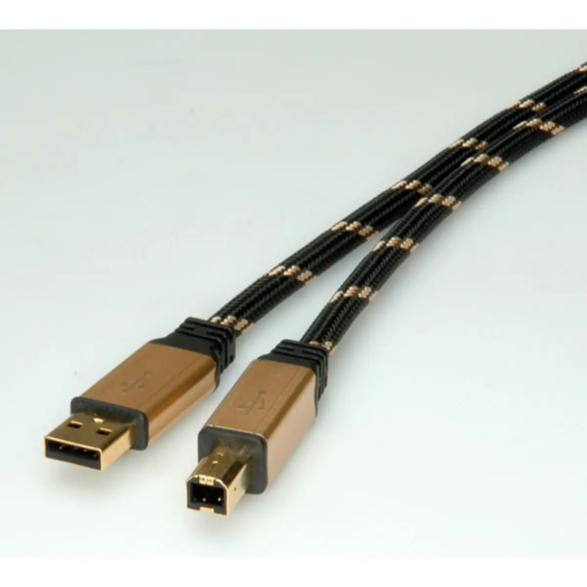 USB 2.0 Anschlusskabel Stecker A/Stecker B schwarz-gold 4.5m