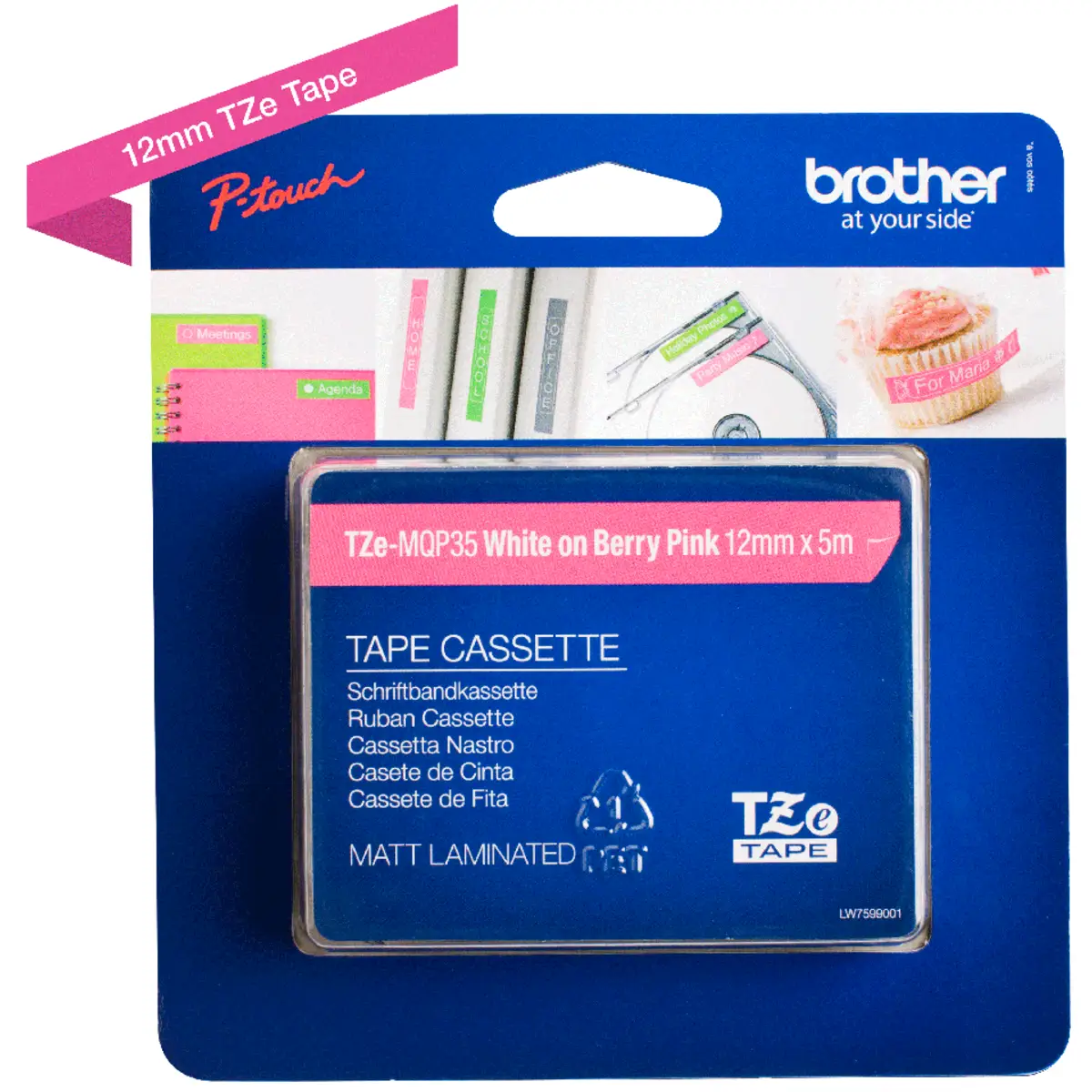 Bredher band TZe-MQP35 12mmx5m white to pink
