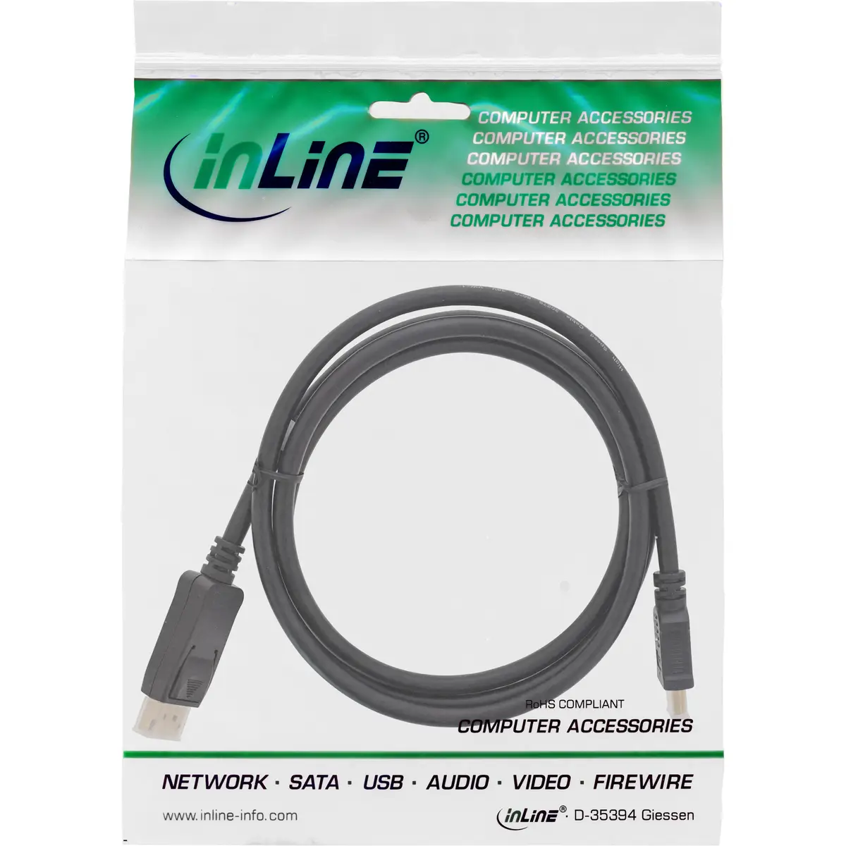 Kabel DisplayPort/HDMI Stecker/Stecker Schwarz 2 m