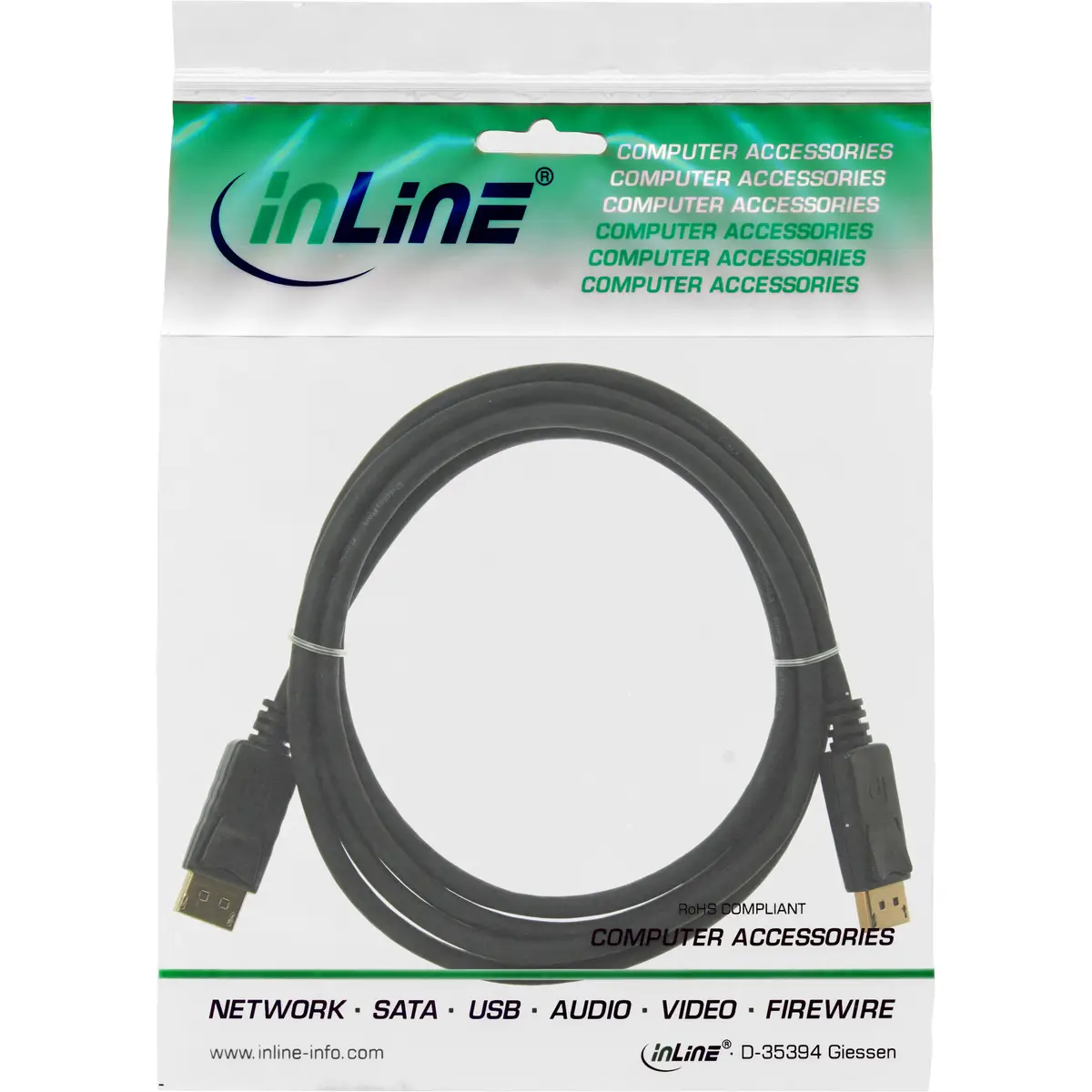 DisplayPort Anschlusskabel Stecker/Stecker Schwarz 2 m