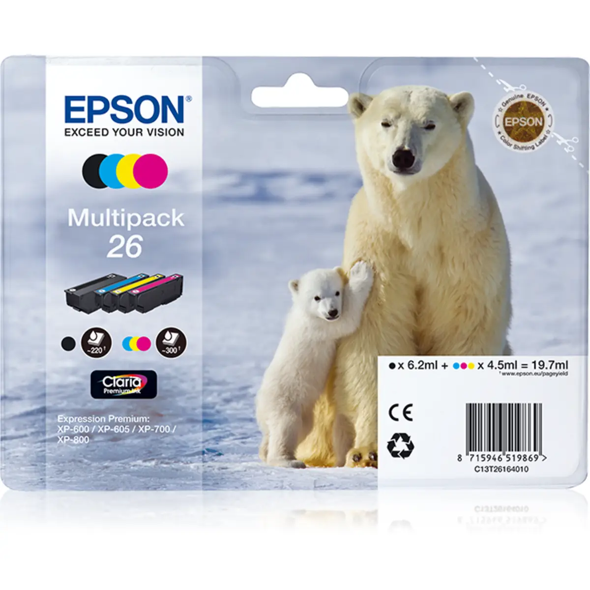 Ink Cartridge 26 Multipack (black, yellow, cyan, magenta)