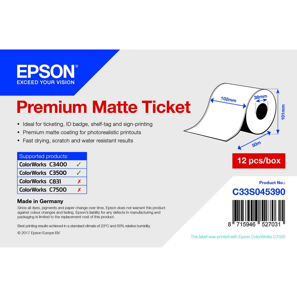 Thermotransfer Etiketten 102mmx50m für TM-C3400