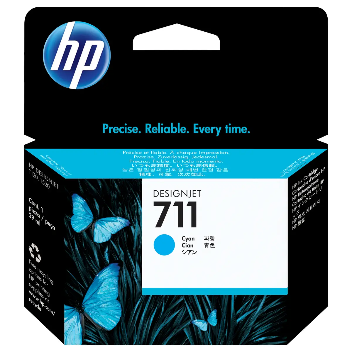 Ink Cartridge Nr 711 for DesignJet T120, T520, cyan, 29 ml