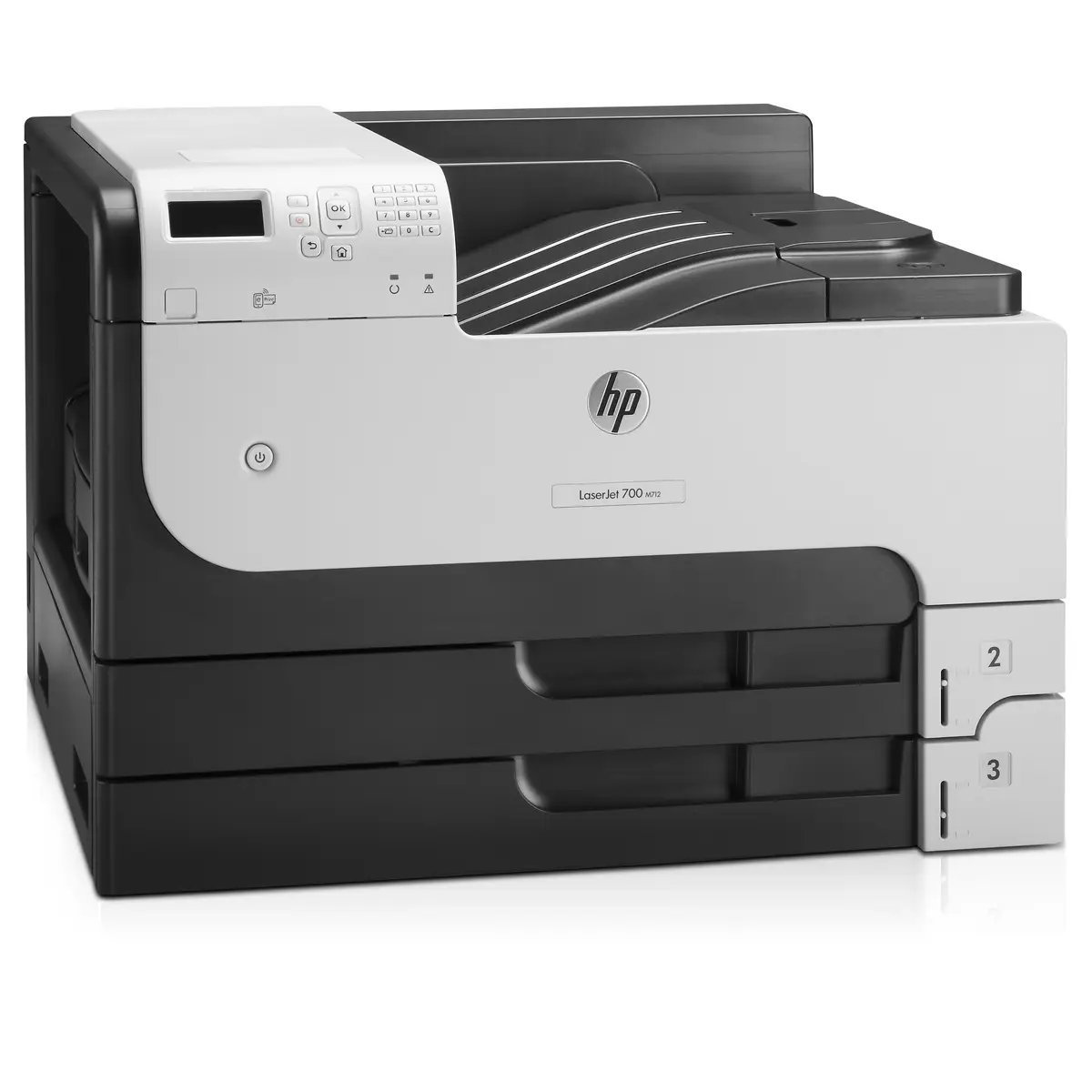 Laserjet Enterprise 700 M712dn, A3, Laser printer, 41ppm b/w, 1200dpi, USB/Gigabit Ethernet, Duplex, 800MHz Processor, 512MB RAM, 600 Sheet paper feeder, Windows XP/2003 Server/2008 Server/Vista/7/8, Mac OS