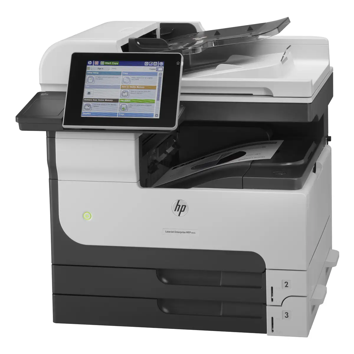 LaserJet Enterprise 700 MFP M725dn, A4, All-in-One, Printer/Copier/Scanner, Laser printer, Duplex, print: 1200x1200dpi, copy: 600x600dp, 25-400%, scan: 600dpi 350 Sheet paper feeder, USB2.0/Gigabit Ethernet,