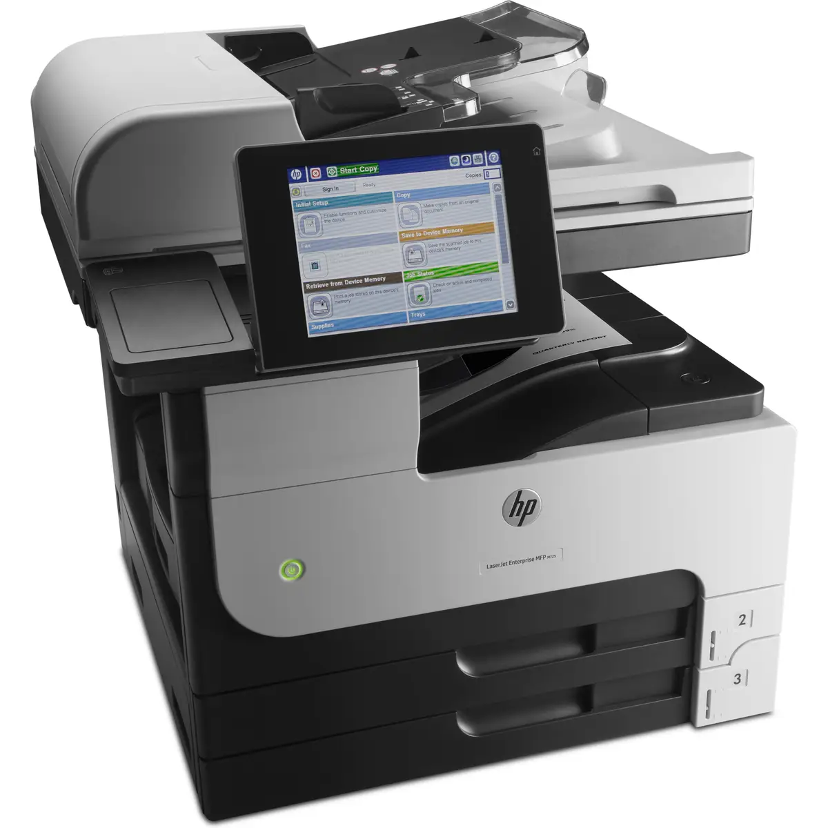 LaserJet Enterprise 700 MFP M725dn, A4, All-in-One, Printer/Copier/Scanner, Laser printer, Duplex, print: 1200x1200dpi, copy: 600x600dp, 25-400%, scan: 600dpi 350 Sheet paper feeder, USB2.0/Gigabit Ethernet,
