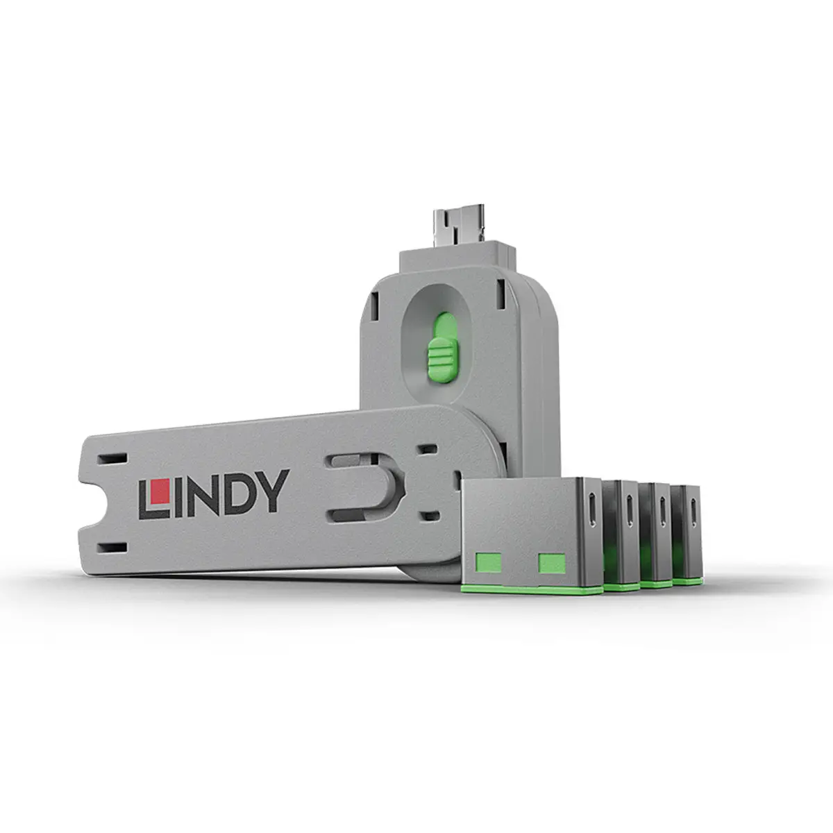 USB Port Schloss (4 pieces) with key: Code green