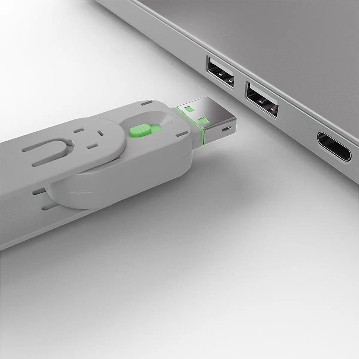 USB Port Schloss (4 pieces) with key: Code green
