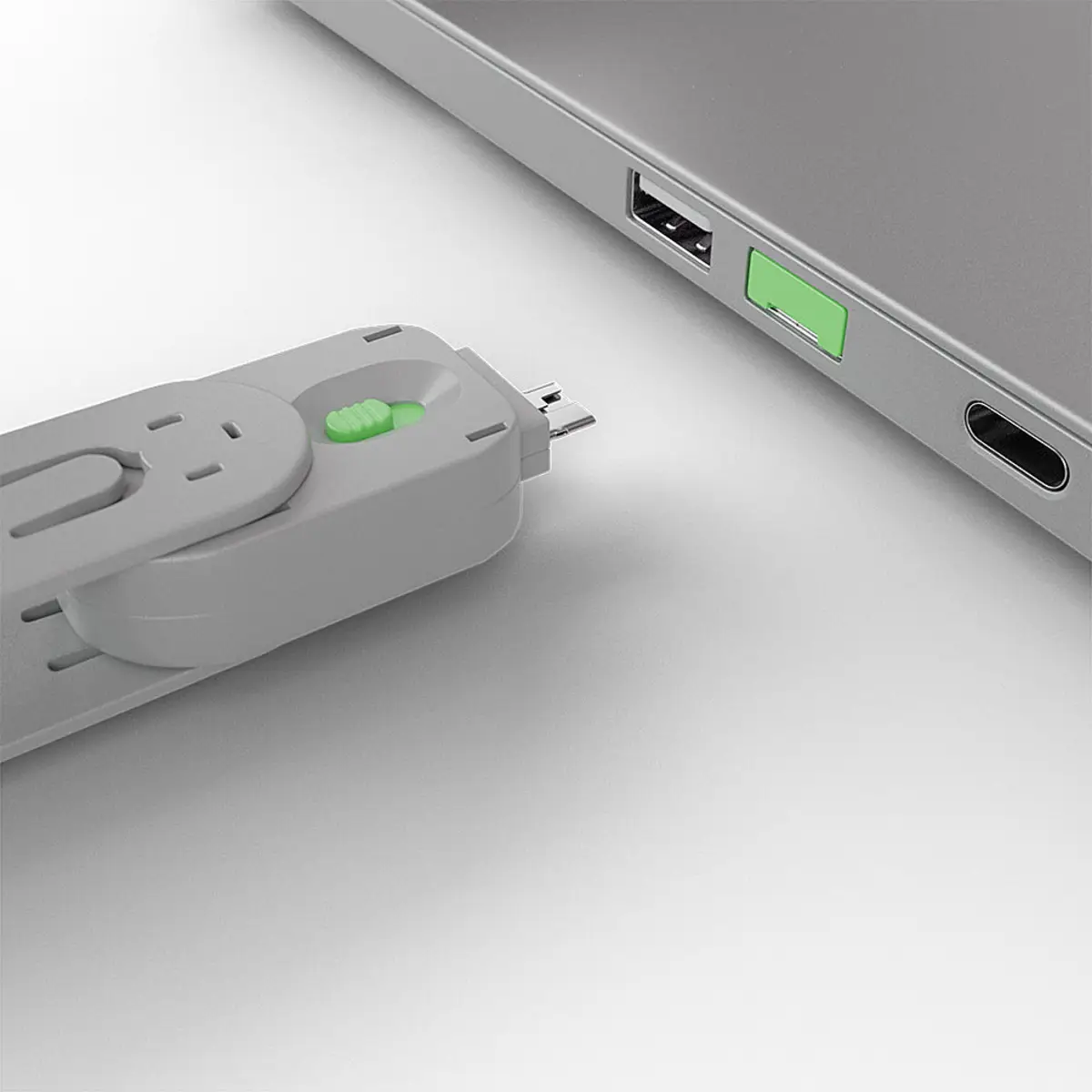 USB Port Schloss (4 pieces) with key: Code green