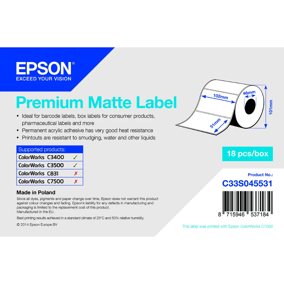 Thermotransfer Etiketten 102x51mm, 650 labels