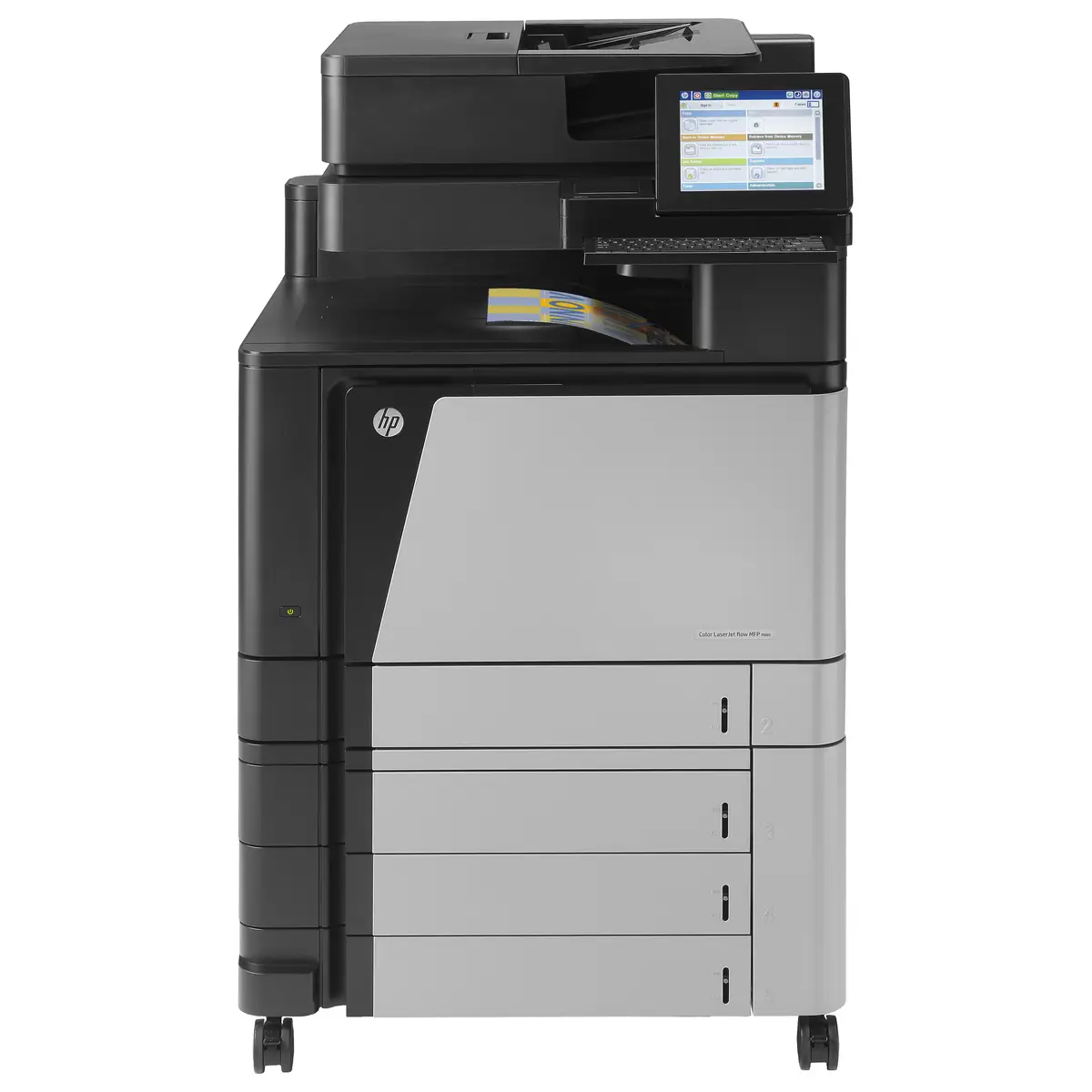 Laserjet Color M880z, All-in-One, Printer/Copier/Scanner/Fax, color laser printing, print: 1200x1200dpi, 46ppm b/w, 46ppm colored, copy: 25-400%, scan: 600dpi, fax: 33,6Kbps, speed Dial: 100 numbers, USB/Gig