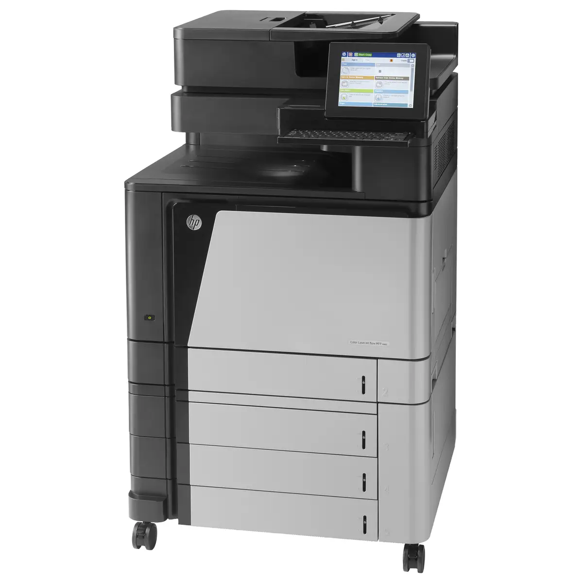 Laserjet Color M880z, All-in-One, Printer/Copier/Scanner/Fax, color laser printing, print: 1200x1200dpi, 46ppm b/w, 46ppm colored, copy: 25-400%, scan: 600dpi, fax: 33,6Kbps, speed Dial: 100 numbers, USB/Gig