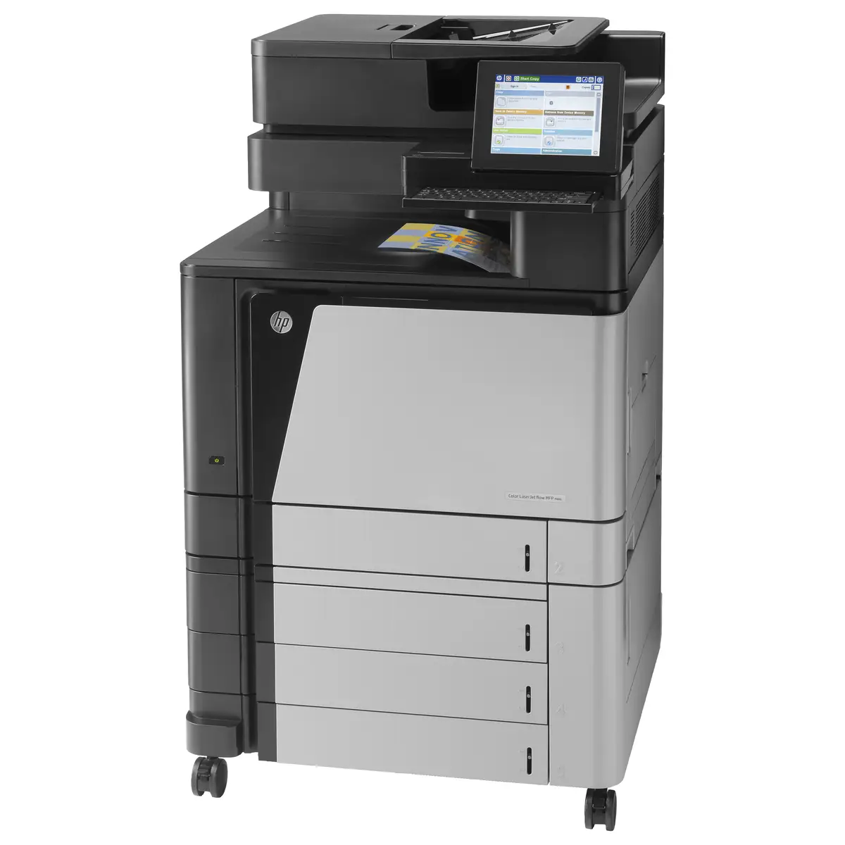 Laserjet Color M880z, All-in-One, Printer/Copier/Scanner/Fax, color laser printing, print: 1200x1200dpi, 46ppm b/w, 46ppm colored, copy: 25-400%, scan: 600dpi, fax: 33,6Kbps, speed Dial: 100 numbers, USB/Gig