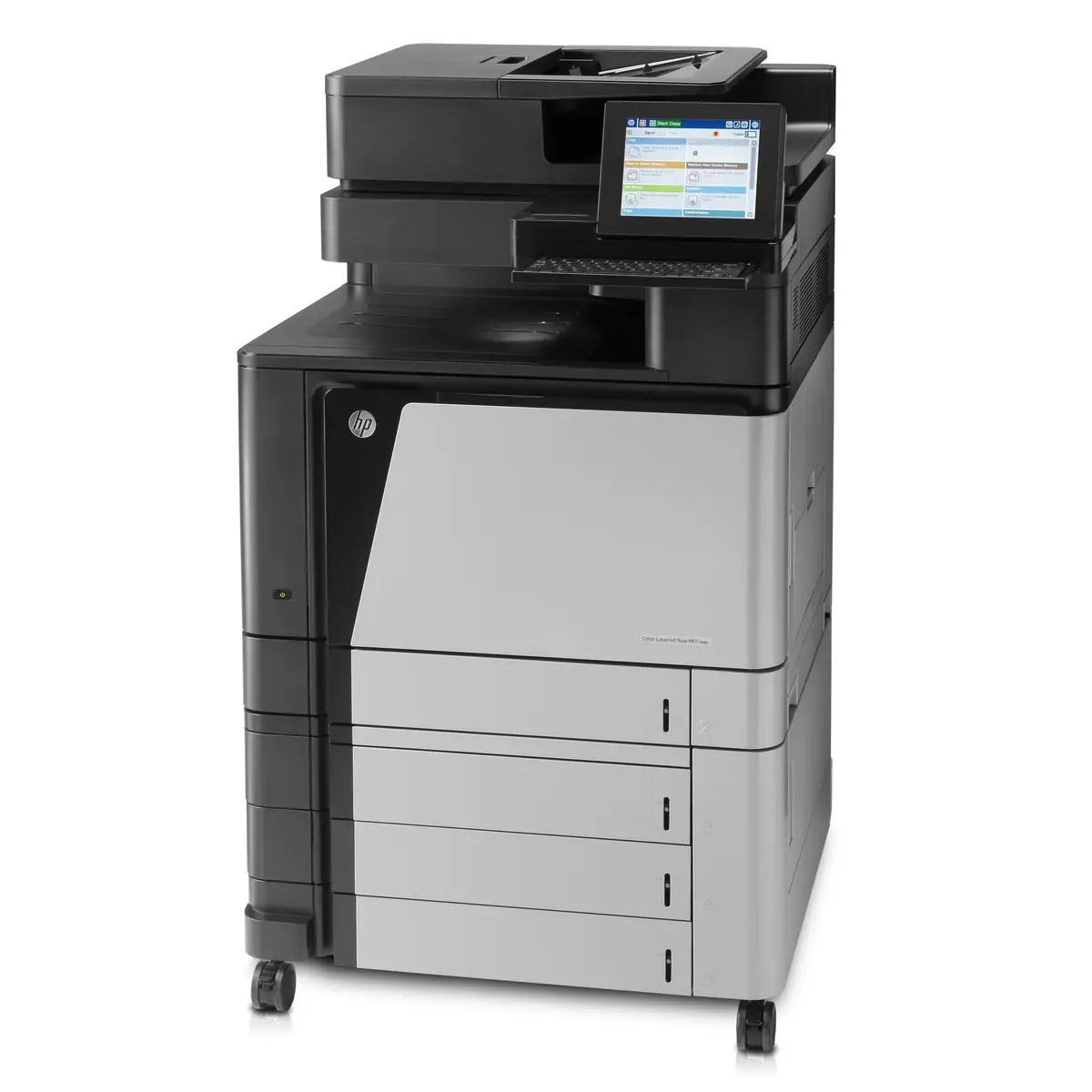 Laserjet Color M880z, All-in-One, Printer/Copier/Scanner/Fax, color laser printing, print: 1200x1200dpi, 46ppm b/w, 46ppm colored, copy: 25-400%, scan: 600dpi, fax: 33,6Kbps, speed Dial: 100 numbers, USB/Gig