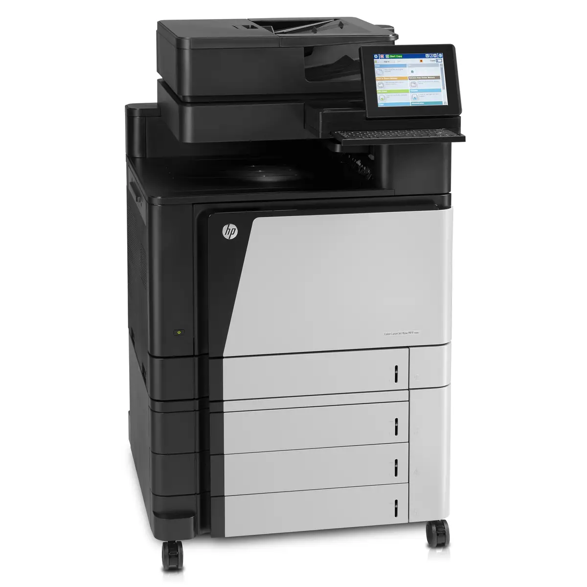 Laserjet Color M880z, All-in-One, Printer/Copier/Scanner/Fax, color laser printing, print: 1200x1200dpi, 46ppm b/w, 46ppm colored, copy: 25-400%, scan: 600dpi, fax: 33,6Kbps, speed Dial: 100 numbers, USB/Gig