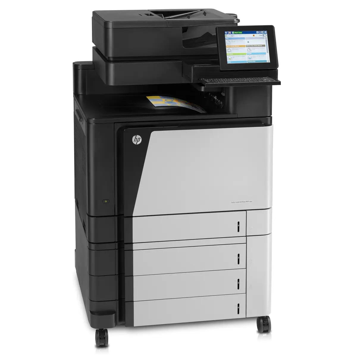 Laserjet Color M880z, All-in-One, Printer/Copier/Scanner/Fax, color laser printing, print: 1200x1200dpi, 46ppm b/w, 46ppm colored, copy: 25-400%, scan: 600dpi, fax: 33,6Kbps, speed Dial: 100 numbers, USB/Gig