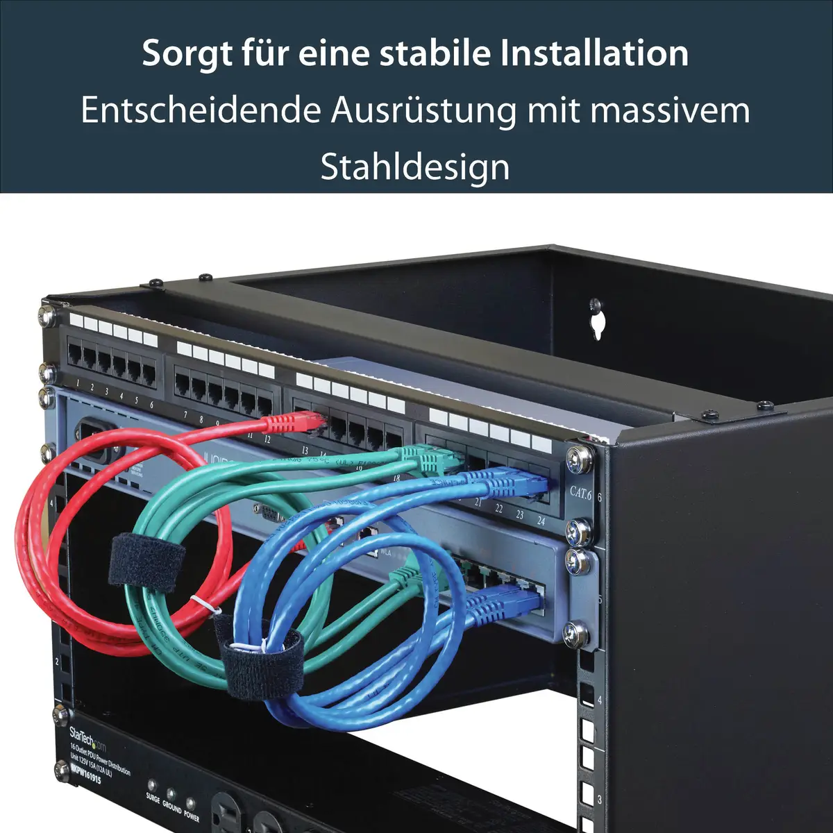 Wandhalterung für Patchpanel 6HE 30cm schwarz