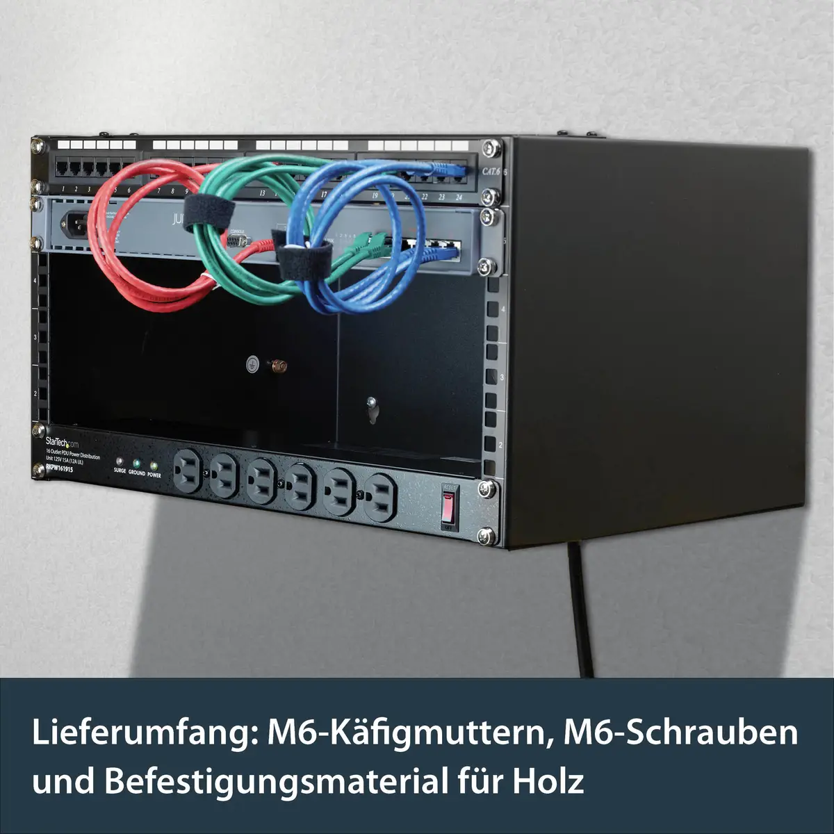 Wandhalterung für Patchpanel 6HE 30cm schwarz