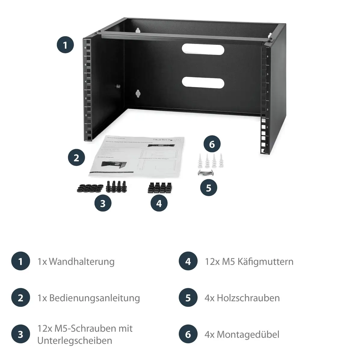 Wandhalterung für Patchpanel 6HE 30cm schwarz