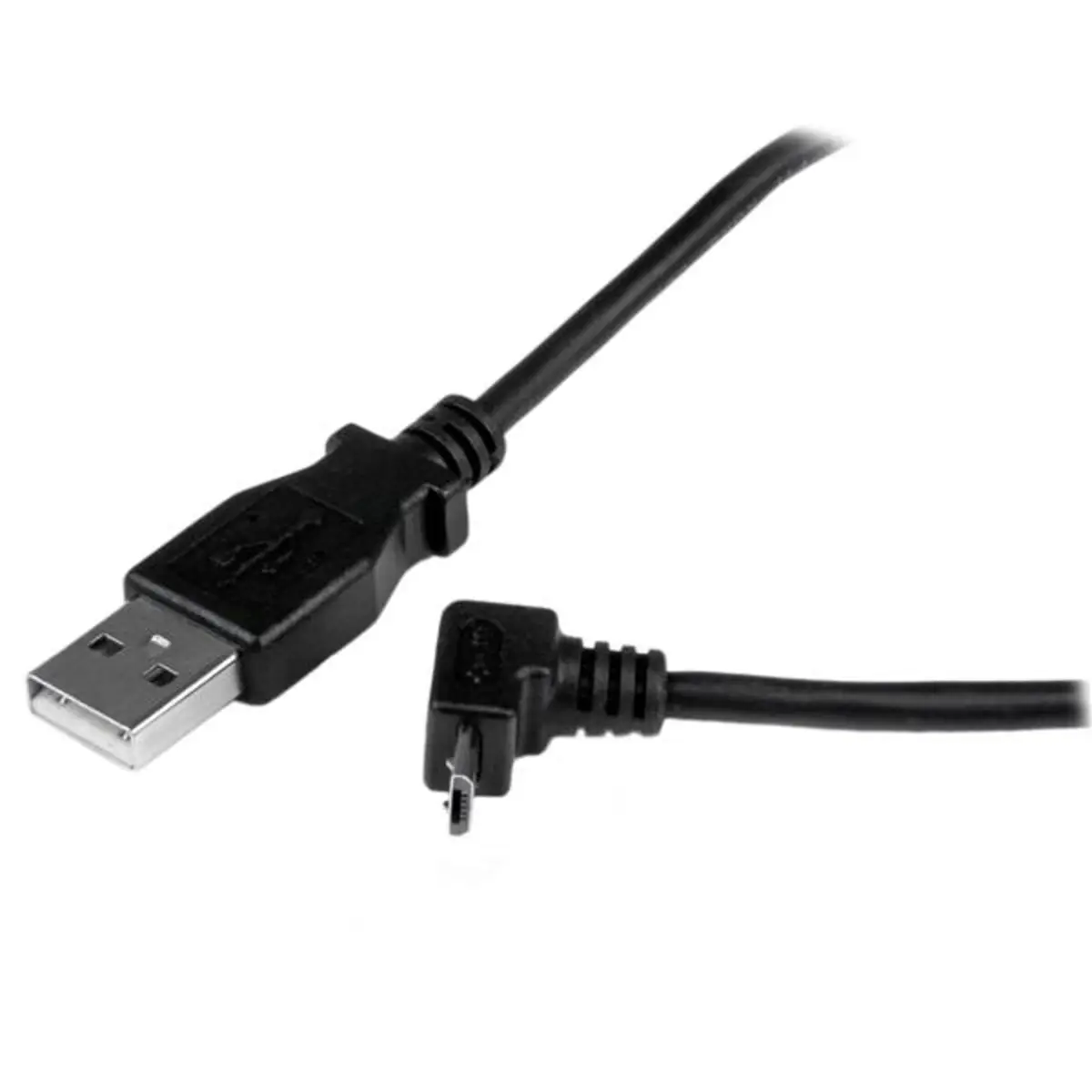 USB Kabel aufwärtsgewinkelt Micro-USB/USB-A Männlich/Männlich Schwarz 2m